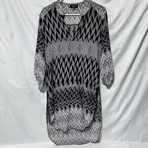 Papillon Blanc Monochrome Patterned Tunic Top – Women’s M, Lightweight & Breezy